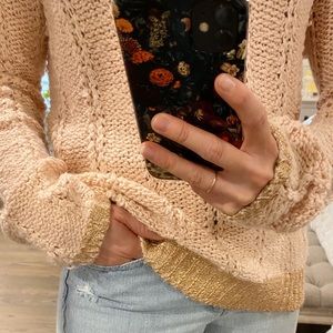 ANTHROPOLOGIE SMALL PINK SWEATER (pictured with & without flash to show color)